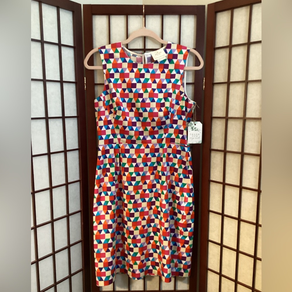Kate Spade Geometric Print Sleeveless Sheath Dress Size 6